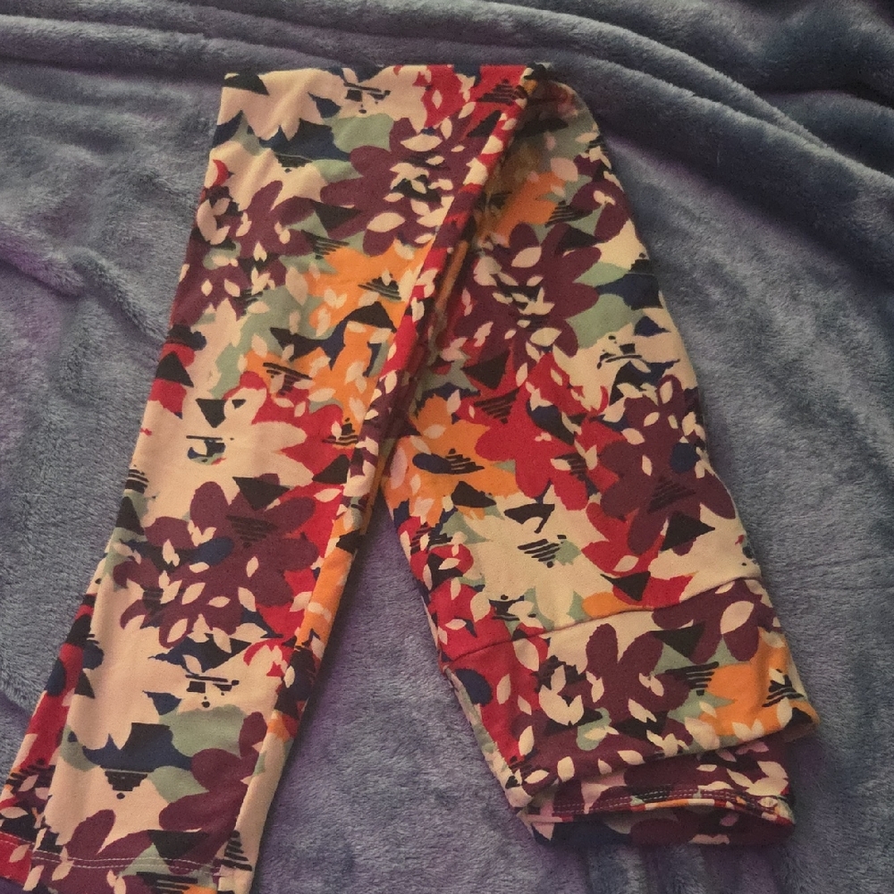 LuLaRoe Kids Leggings with Multicolor Floral Pattern